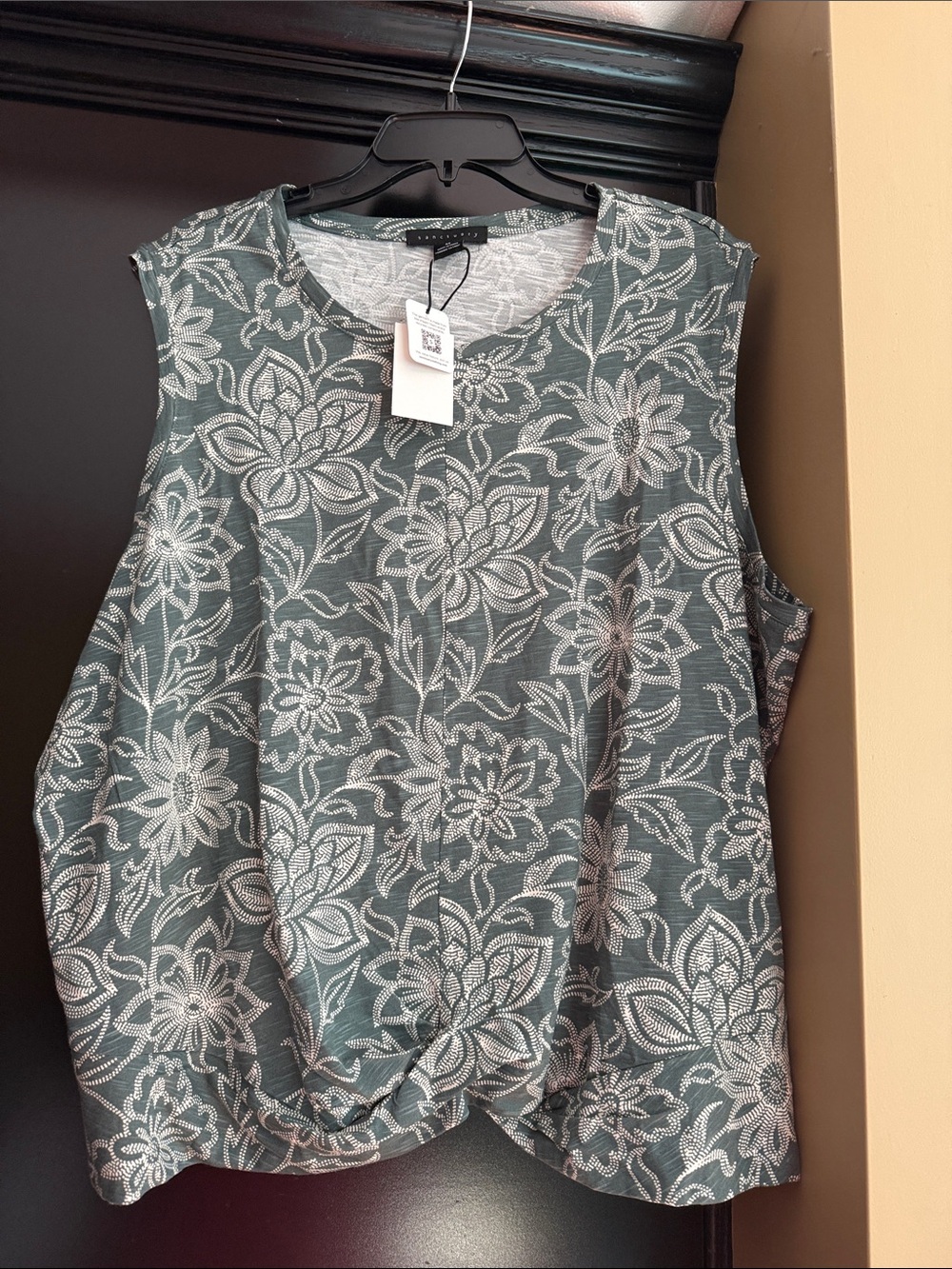 Sanctuary Sage Floral Twist-Front Tank